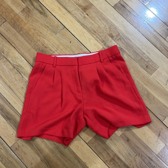 J CREW Pleated Crepe Short Size 0 City Fit Red - Picture 4 of 8
